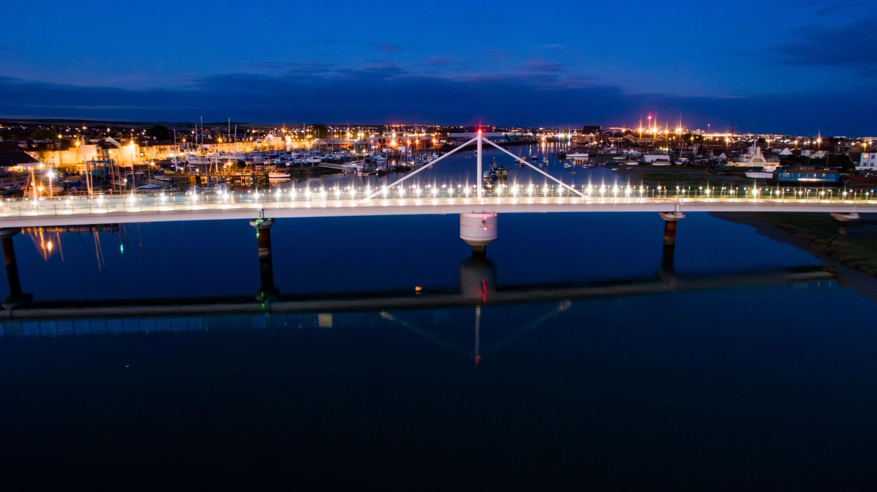 The Footbridge Mast at Blue Hour, River Adur