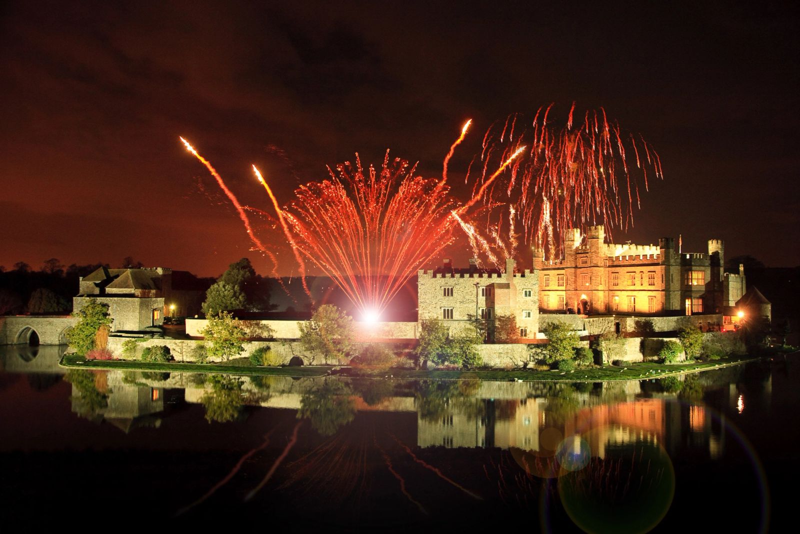 Fireworks over Leeds Castle, Maidstone, Kent