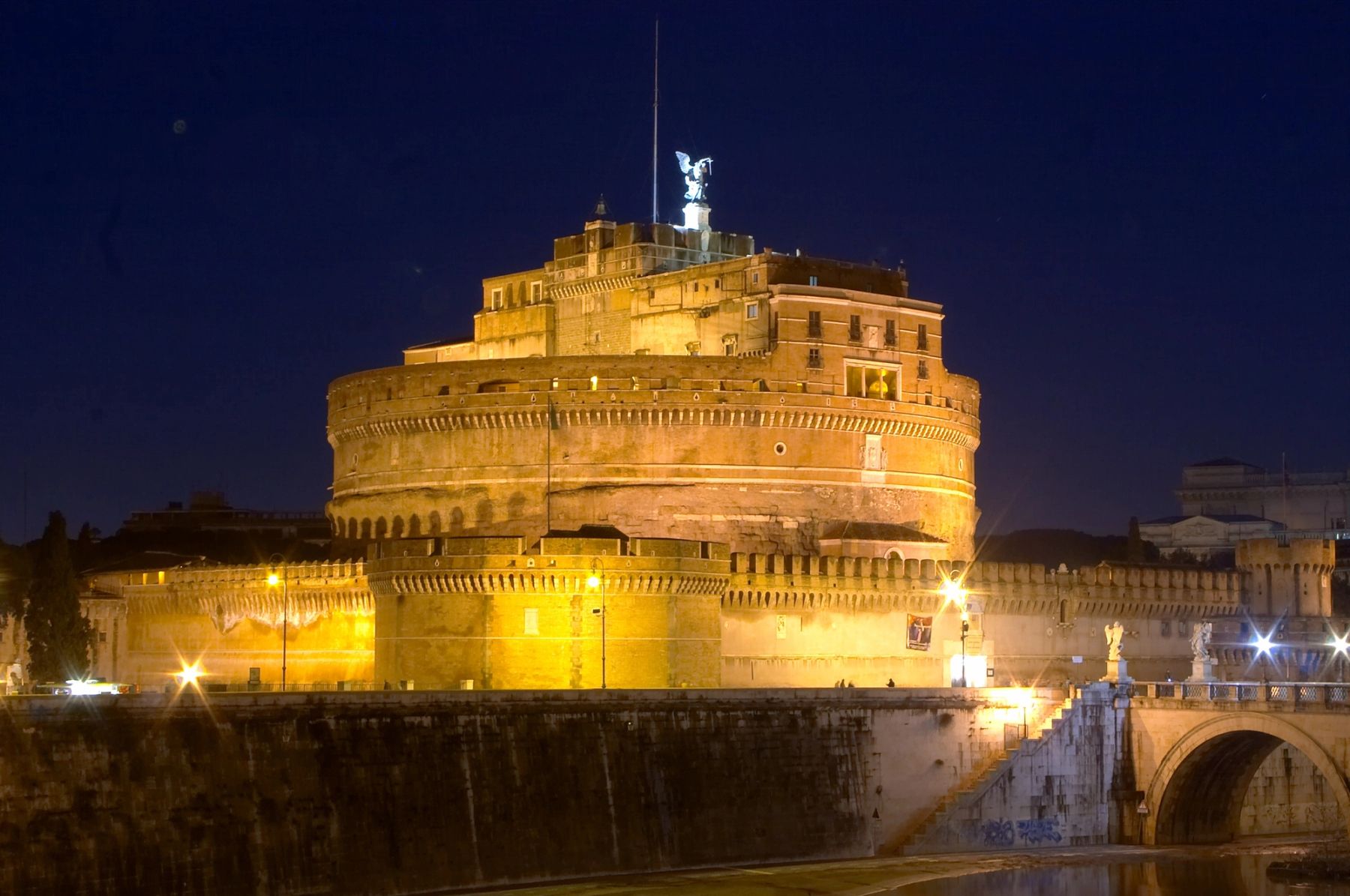 Castel Sant'Angelo Floodlit, Rome, Italy