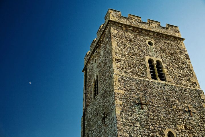 The Church Tower and Moon