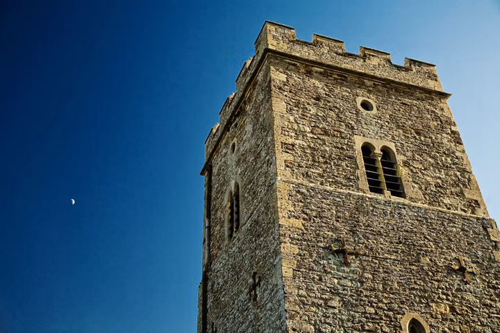The Church Tower and Moon
