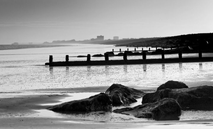 Groynes and Rocks in Black and White