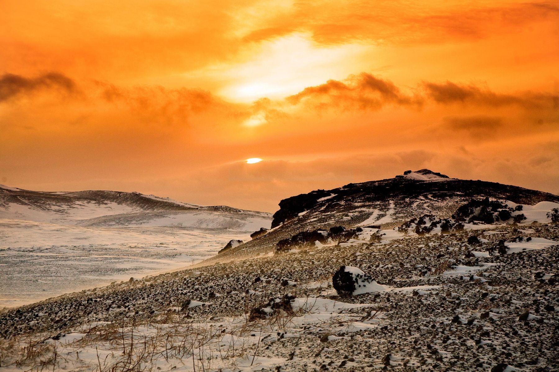 Golden Sky over the Lava Field, Iceland