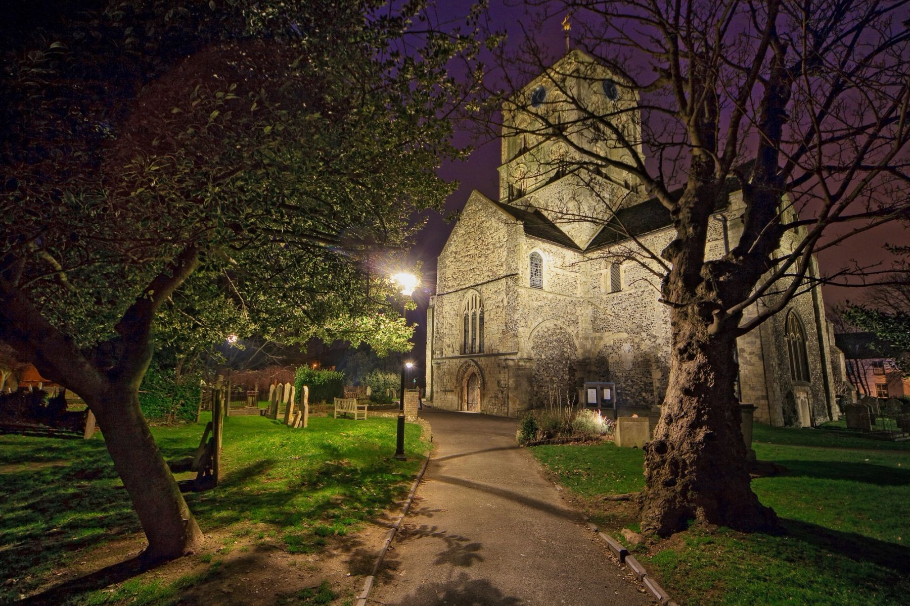 Churchyard Path at Night, Shoreham-by-Sea