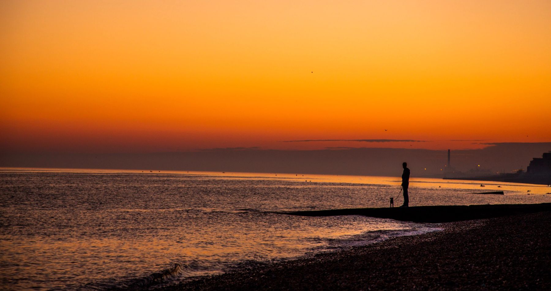 Lone Figure at Sunset, Brighton
