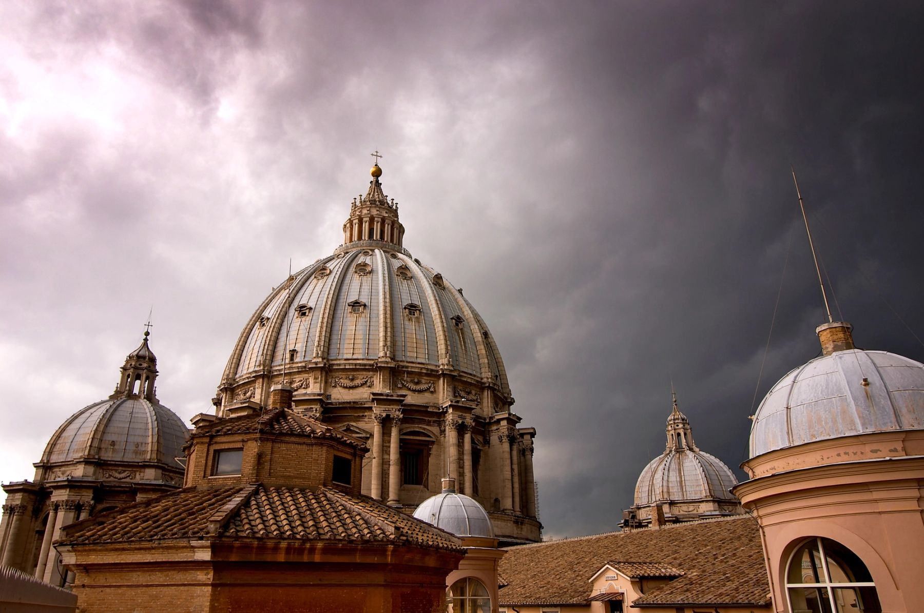 St Peter's Dome under Storm Clouds, Vatican City
