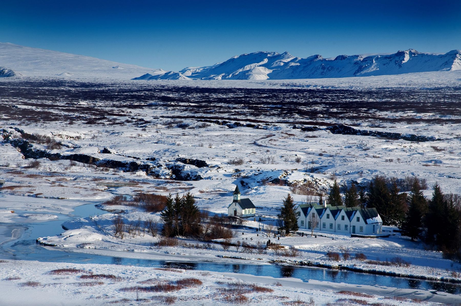 Thingvellir Church in the Snow, Thingvellir, Iceland