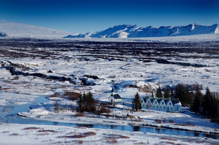 Thingvellir Church in the Snow