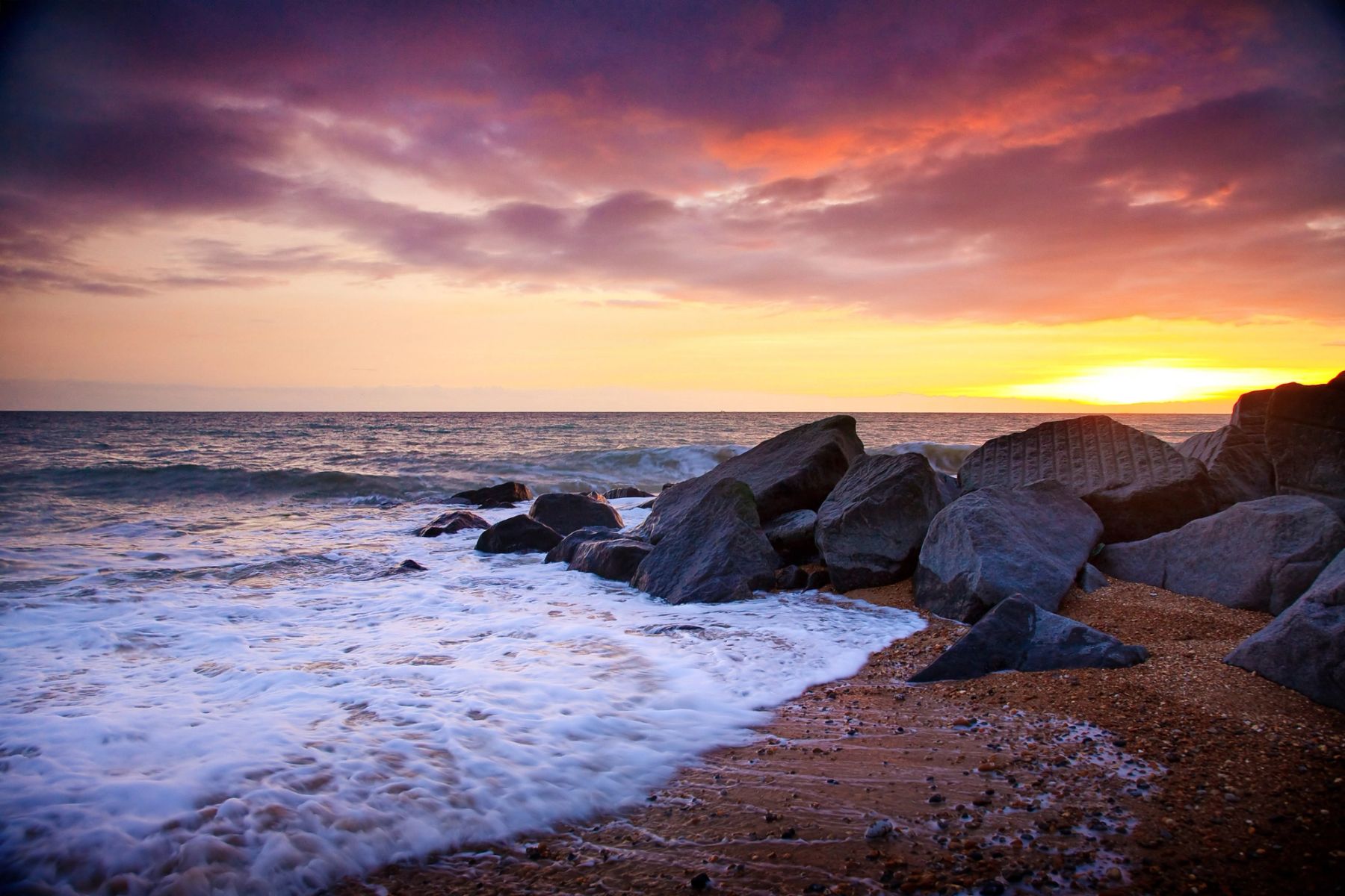 Surf on the Rocks at Sunset, Shoreham Beach