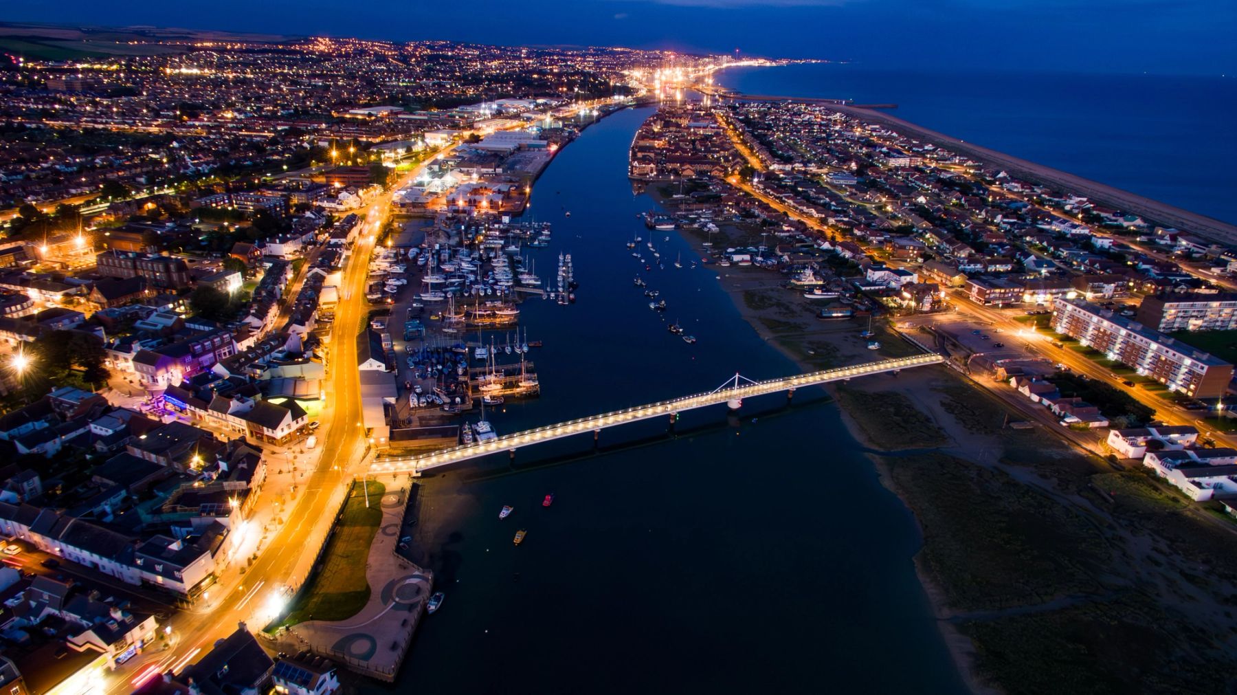 The Adur from Above at Night, River Adur