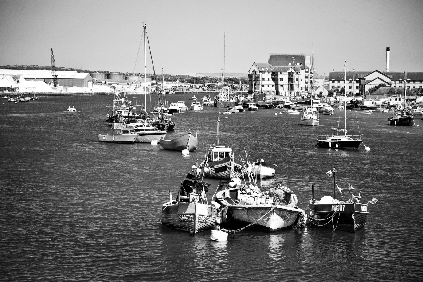 Moorings in Black and White, River Adur
